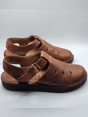 Boho Shoes NATURAL SPORT SOLE MASSAGE Sandals Leather Brown Black Size 7.5